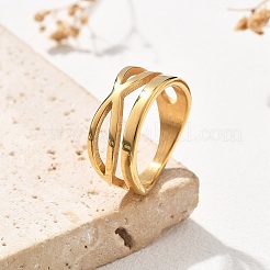 304 Stainless Steel Criss Cross Finger Rings&nbsp;RJEW-Q012-08G
