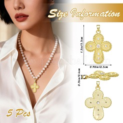 5Pcs Rack Plating Brass Micro Pave Cubic Zirconia Pendants&nbsp;KK-SZ0008-20