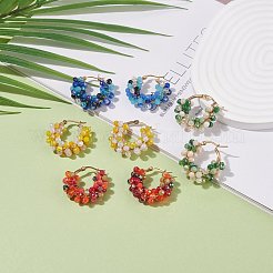 Glass Beaded Braided Hoop Earrings&nbsp;EJEW-JE04896