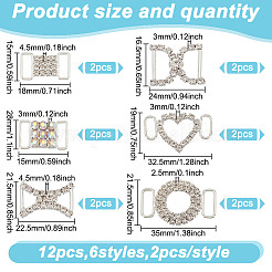 12Pcs 6 Styles Brass with Alloy Rhinestone Shoe Decoration&nbsp;FIND-HY0003-66