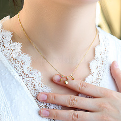 304 Stainless Steel Pave Clear Cubic Zirconia Heart Pendant Necklaces for Women&nbsp;WGA3869-01