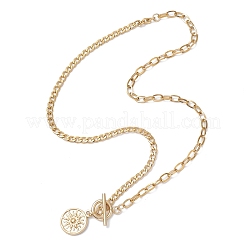 201 Stainless Steel Sun Pendant 304 Stainless Steel Cable Chain OT Necklaces for Women&nbsp;NJEW-JN05583