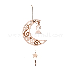 Moon & Floral Unfinished Wood Pendant Ornament&nbsp;WOOD-M003-03