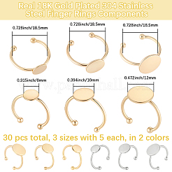 30Pcs 6 Styles Adjustable 304 Stainless Steel Finger Rings Components&nbsp;STAS-BBC0007-97