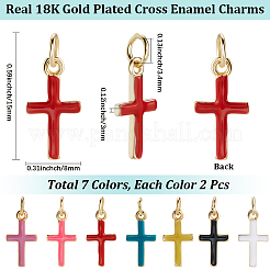 14Pcs 7 Colors Real 18K Gold Plated Eco-Friendly Rack Plating Brass Enamel Pendants&nbsp;KK-BBC0018-80