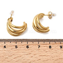 304 Stainless Steel Triple C-Shaped Stud Earrings&nbsp;EJEW-G451-01G