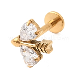 F136 Titanium Pave Clear Cubic Zirconia Teardrop Arrow Internally Threaded Labrets&nbsp;ME-CBA9828-03G