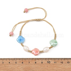 Glazed Porcelain Beads & Natural Cultured Freshwater Pearl Braided Bead Bracelets&nbsp;BJEW-JB14202-01