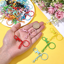 48Pcs 12 Colors Spray Printed Alloy Keychain Clasps&nbsp;FIND-SC0022-38