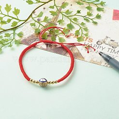 Round with Evil Eye Braided Bead Bracelet for Girl Women&nbsp;BJEW-JB06974