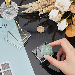 Square Clear Acrylic Base Stainless Steel Arm Mineral Specimens Display Easel Stands&nbsp;ODIS-WH0043-27P