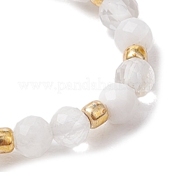 Natural Moonstone Beaded Stretch Rings&nbsp;RJEW-JR00867-08