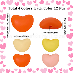 48Pcs 4 Colors Heart Silicone Focal Beads&nbsp;SIL-SC0003-23