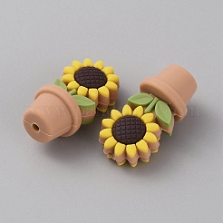 Sunflower Flowerpot Food Grade Eco-Friendly Silicone Beads&nbsp;SIL-TAC0002-20G