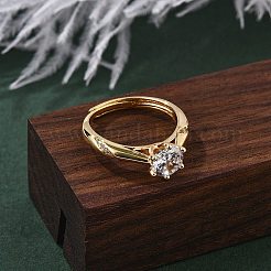 Brass Micro Pave Clear Cubic Zirconia Finger Rings for Women&nbsp;RJEW-U049-05G