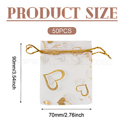 50Pcs Heart Printed Organza Bags&nbsp;OP-TADJ0001-01H