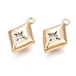 Brass Micro Pave Clear Cubic Zirconia Charms&nbsp;KK-Q764-003