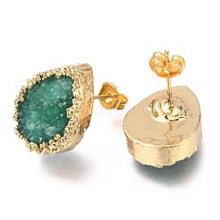 Natural Druzy Quartz Stud Earrings&nbsp;EJEW-P164-B02