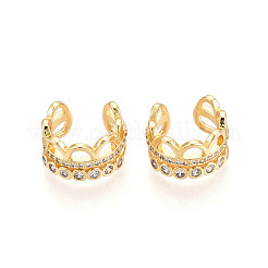 Brass Micro Pave Clear Cubic Zirconia Cuff Earrings&nbsp;KK-T074-30G