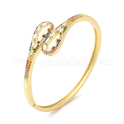 Colorful Cubic Zirconia Hollow Out Teardrop Hinged Bangle&nbsp;BJEW-L681-006G