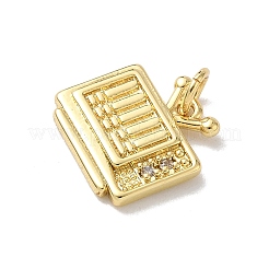 Brass Micro Pave Clear Cubic Zirconia Charms&nbsp;KK-A273-17G