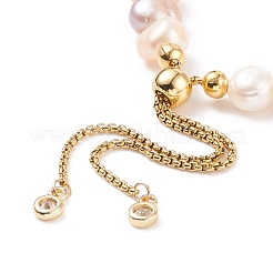 Natural Pearl Beaded Slider Bracelet for Women&nbsp;BJEW-JB08330-02