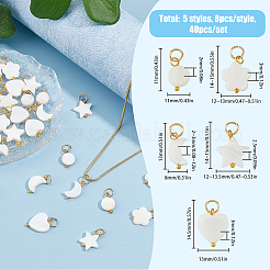 40Pcs 5 Styles Natural Freshwater Shell Charms&nbsp;PALLOY-AB00085