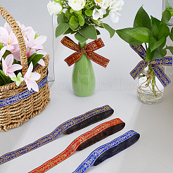 3 Rolls 3 Colors Ethnic Style Polyester Jacquard Flower Ribbon for Garment Accessories&nbsp;OCOR-MA0001-74