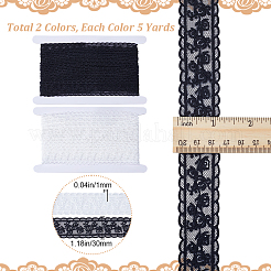 10 Yards 2 Colors Milk Fiber Embroidery Flower Lace Trim&nbsp;SRIB-GF0001-32