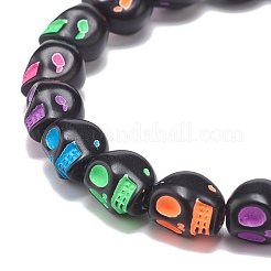 Acrylic Skull Beaded Stretch Bracelet&nbsp;BJEW-JB08544