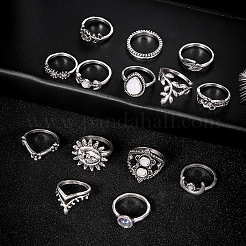 14Pcs 14 Style Rhinestone Finger Rings Set&nbsp;AJEW-PW0005-02AS