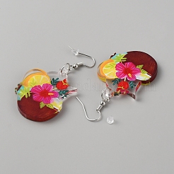 Acrylic Wine Glass Dangle Earrings with 304 Stainless Steel Pins&nbsp;EJEW-WH0012-096D