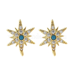 Star Brass Micro Pave Cubic Zirconia Ear Studs&nbsp;EJEW-D304-36G