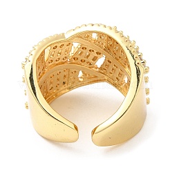 Clear Cubic Zirconia Criss Cross Open Cuff Ring&nbsp;KK-K343-09G