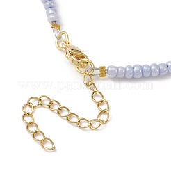 Heart Glass Pendant Necklace with Natural Pearl & Seed Beaded Chains&nbsp;NJEW-JN04343