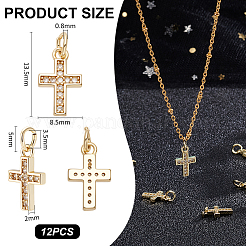 12Pcs Brass Micro Pave Cubic Zirconia Charms&nbsp;KK-UN0005-12