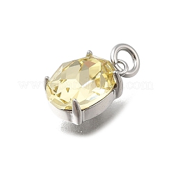 Oval Brass with Glass Charms&nbsp;KK-G525-08P