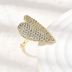 Brass Micro Pave Cubic Zirconia Cuff Open Rings for Women&nbsp;RJEW-K264-11G