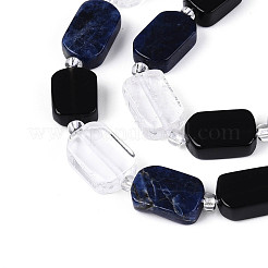 Natural Obsidian & Sodalite & Quartz Crystal Beads Strands&nbsp;G-N358-02A-02