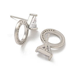 Rack Plating Brass Micro Pave Clear Cubic Zirconia Stud Earrings&nbsp;EJEW-T021-07P
