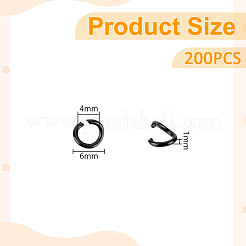 200Pcs 304 Stainless Steel Open Jump Rings&nbsp;STAS-UN0058-44B