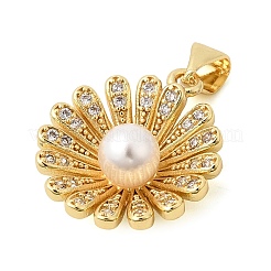 Brass Micro Pave Clear Cubic Zirconia Pendants&nbsp;KK-Z150-16G