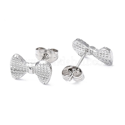 Non-Tarnish 304 Stainless Steel Grooved Bowknot Stud Earrings for Women&nbsp;EJEW-I285-05P