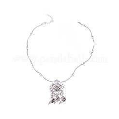 Vintage Alloy Flower Pendant Necklaces for Women&nbsp;WGEB73F-01