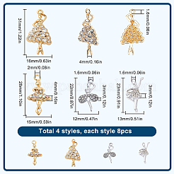 32Pcs 4 Styles Rack Plating Alloy Rhinestone Pendants&nbsp;FIND-SC0011-61