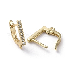 Brass Micro Pave Cubic Zirconia Hoop Earring Findings with Latch Back Closure&nbsp;ZIRC-G158-03G
