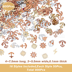 800Pcs 16 Style Ocean Theme Brass Nail Art Cabochons&nbsp;MRMJ-FH0001-22