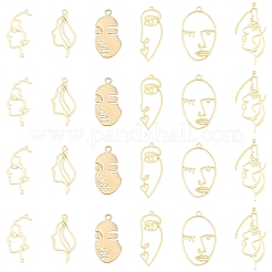 24Pcs 6 Styles Alloy Open Back Bezel Pendants&nbsp;FIND-FS0003-36