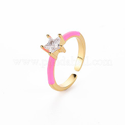 Brass Enamel Cuff Rings&nbsp;RJEW-T016-30E-NF