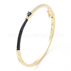 Enamel Teardrop Hinged Bangle with Cubic Zirconia&nbsp;BJEW-G673-01G-01